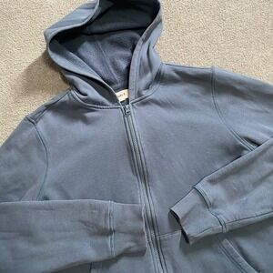 Pact Zip Up Hoodie Mens Large Blue 100% Organic Cotton Long Sleeve Minimalist